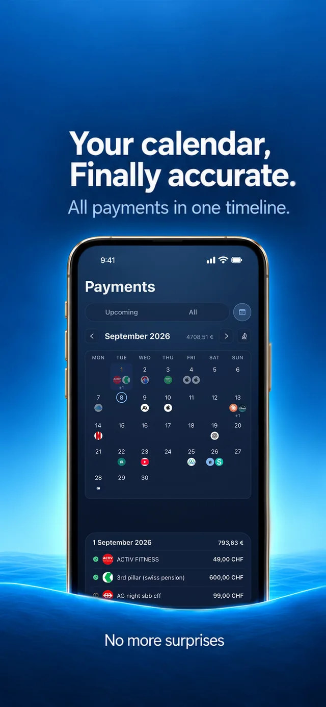 A month of payments on the calendar